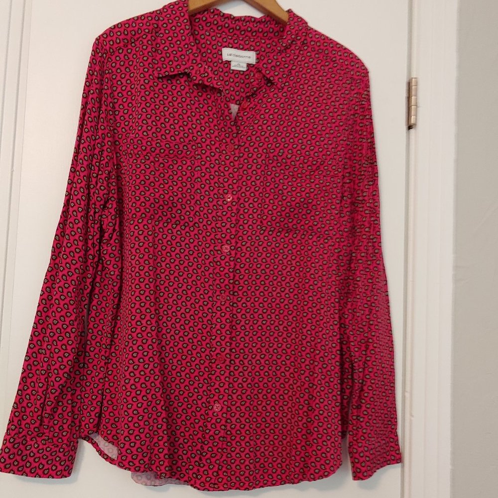 Liz claiborne, XL, deep pink w/paisley print.